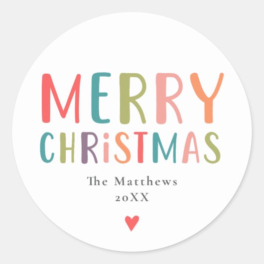 そしてカラフル明るい陽気なクリスマス ラウンドシール (正面)