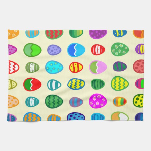 そしてカラフル美しいイースターの卵のパターン キッチンタオル (横)