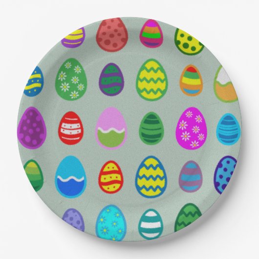 そしてカラフル美しいイースターの卵のパターン ペーパープレート (正面)