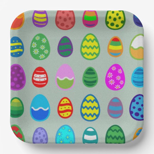そしてカラフル美しいイースターの卵のパターン ペーパープレート (正面)