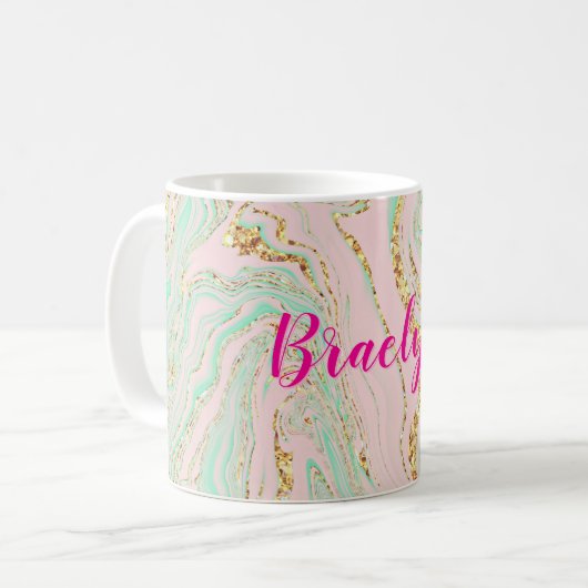 そしてガーリーピフェミニンンク造幣局と金ゴールドは驚嘆の声を上げた コーヒーマグカップ (正面左)