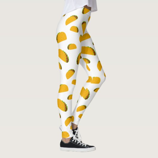 そしてクールおもしろいおいしいタコス模様の白 レギンス (右)