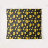 そしてクールおもしろいおいしいバーガーパターンのダークグレーウォール タペストリー (正面(横))