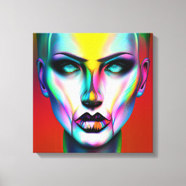 そしてクール不気味なカラフル両性ロボット キャンバスプリント