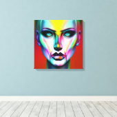 そしてクール不気味なカラフル両性ロボット キャンバスプリント (インサイチュ (ウッドフロア))