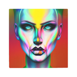 そしてクール不気味なカラフル両性ロボット メタルプリント