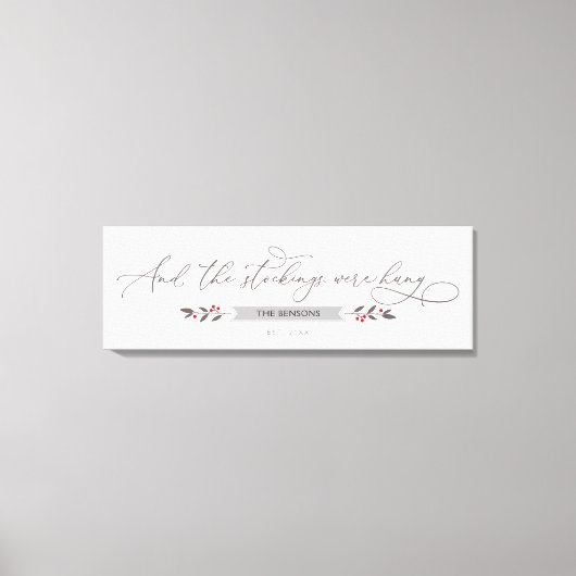 そしてストッキングはクリスマスつるでパーソナライズされたあった キャンバスプリント (正面)