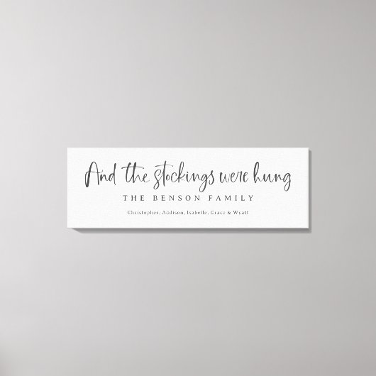 そしてストッキングはクリスマスつるでパーソナライズされたあった キャンバスプリント (正面)