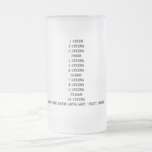 そしてビール神は"ちょうど1人の"ステインをもっと言いました フロストグラスビールジョッキ (中央)