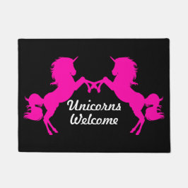 そしてピンクの余りにユニコーンの-ユニコーンの歓迎 ドアマット