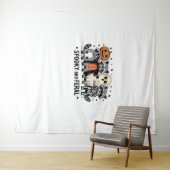 そしてフェラ不気味ル面白いハロウィーンラクーン タペストリー (インサイチュ(横))