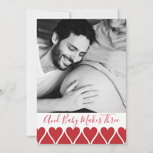 そしてベビーが3枚の写真妊娠の発表をする 案内状 (正面)