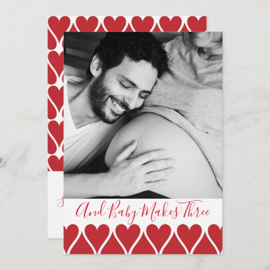 そしてベビーが3枚の写真妊娠の発表をする 案内状 (正面/裏面)