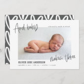 そしてベビーは3枚の写真のモダン誕生 案内状 (正面/裏面)