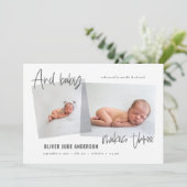 そしてベビーは3枚の写真数々の誕生をモダン作る 案内状 (スタンド正面)