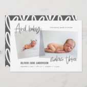 そしてベビーは3枚の写真数々の誕生をモダン作る 案内状 (正面/裏面)