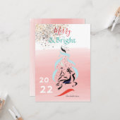 そしてメリートナカイと木のクリスマス カード (正面/裏面インサイチュ)