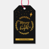 そしてメリーブライトシンプルブラックと金ゴールドのクリスマス ギフトタグ (正面)