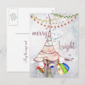 そしてメリーブライト・フェアリー・クリスマス・ツリー・ホリデー シーズンポストカード (正面/裏面)