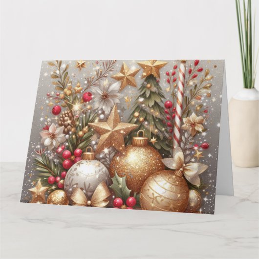 そしてメリー中に輝くクリ空白のスマス カード (正面)