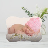 そしてメリー喜びベビーグリッタースター写真クリスマス シーズンカード (スタンド正面)