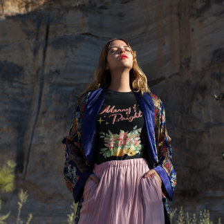 そしてメリー明るいおもしろいクリスマスの水の色の女性 Tシャツ