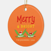 そしてメリー明るいおもしろい可愛いクリスマス セラミックオーナメント (左)