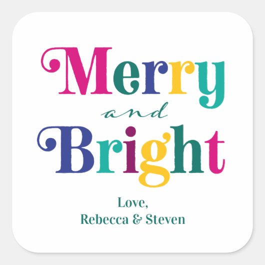そしてメリー明るいカラフルクリスマス休暇 スクエアシール (正面)