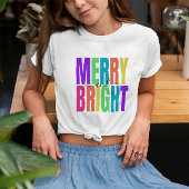 そしてメリー明るいカラフル冬の休日のクリスマス Tシャツ