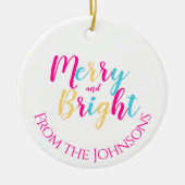 そしてメリー明るいカラフル家族のクリスマス セラミックオーナメント (正面)