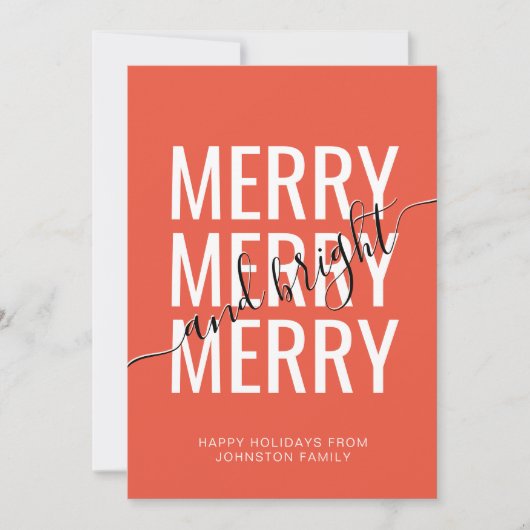 そしてメリー明るいクリスマスのオレンジの市松模様に休日 シーズンカード (正面)