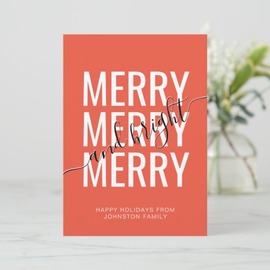 そしてメリー明るいクリスマスのオレンジの市松模様に休日 シーズンカード (スタンド正面)