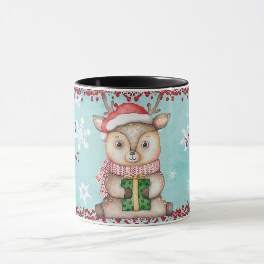 そしてメリー明るいクリスマスのトナカイの子供たち マグカップ (中央)