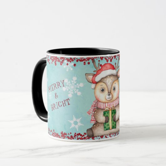 そしてメリー明るいクリスマスのトナカイの子供たち マグカップ (正面左)