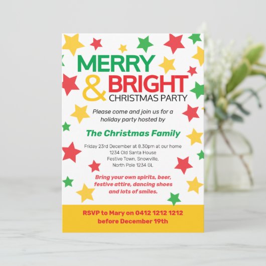 そしてメリー明るいクリスマスのパーティー星は黄色い赤 招待状 (スタンド正面)