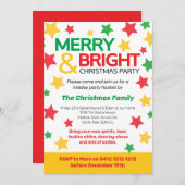 そしてメリー明るいクリスマスのパーティー星は黄色い赤 招待状 (正面/裏面)