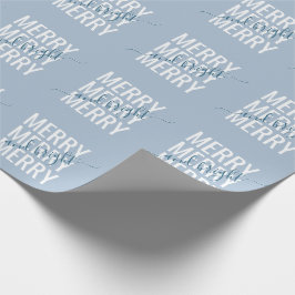 そしてメリー明るいクリスマスのライトブルー市松模様に ラッピングペーパー