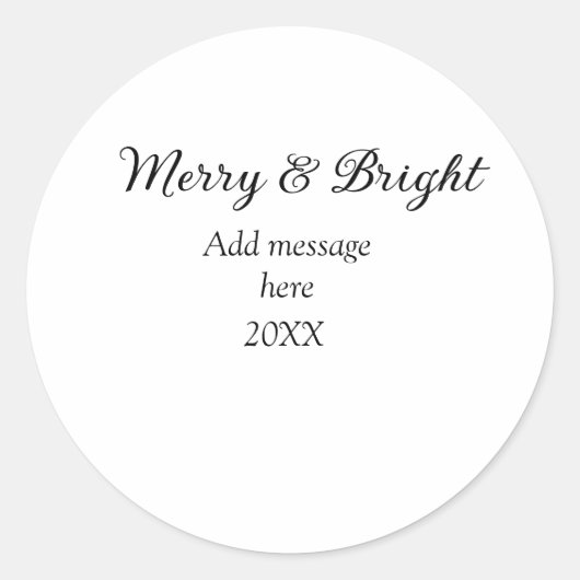 そしてメリー明るいクリスマスの休日にメッセージ年を追加 ラウンドシール (正面)