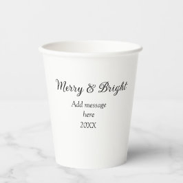 そしてメリー明るいクリスマスの休日にメッセージ年を追加 紙コップ