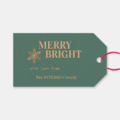 そしてメリー明るいクリスマスの家族の金ゴールド休暇 ギフトタグ (正面(横))