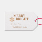 そしてメリー明るいクリスマスの家族の金ゴールド休暇 ギフトタグ (正面(横))