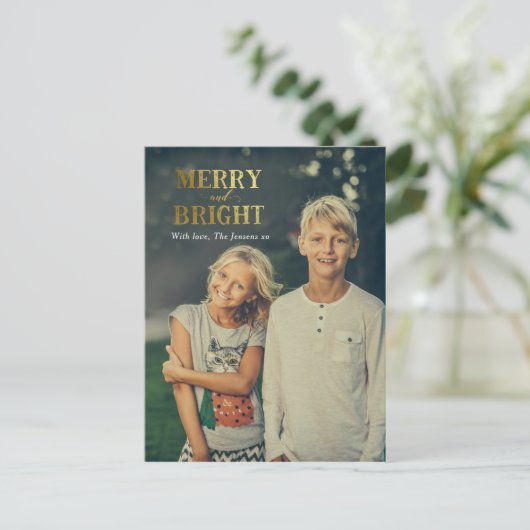 そしてメリー明るいクリスマスの家族カードのはがき シーズンポストカード (スタンド正面)