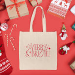 そしてメリー明るいクリスマスの星 トートバッグ<br><div class="desc">タイポグラフィクラシック文字を搭載したクリスマステーマトートバッグデザインとヴィンテージ星と「明るくメリー輝く」と語る。</div>