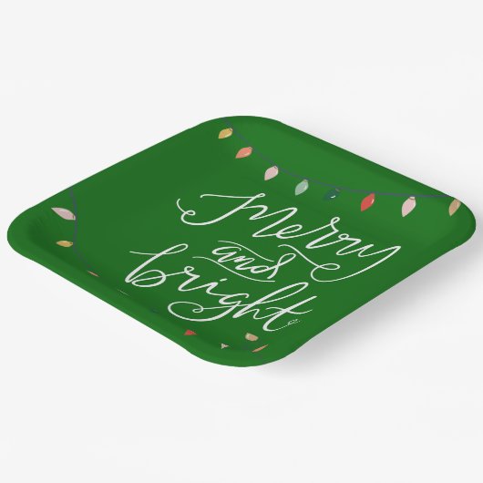 そしてメリー明るいクリスマスの灯りは緑 ペーパープレート (傾斜あり)