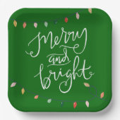 そしてメリー明るいクリスマスの灯りは緑 ペーパープレート (正面)