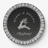 そしてメリー明るいクリスマスの短い白黒の格子縞は ペーパープレート (正面)