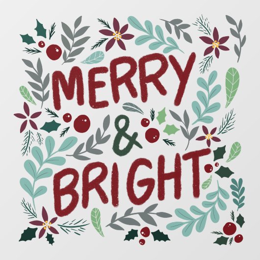 そしてメリー明るいクリスマスの窓が貼り付いている ウィンドウサイン (シート)