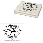 そしてメリー明るいクリスマスの鹿、家族の大きい ラバースタンプ (押印)