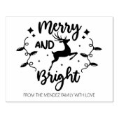 そしてメリー明るいクリスマスの鹿、家族の大きい ラバースタンプ (インプリント)