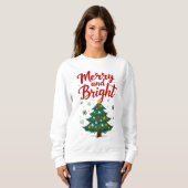そしてメリー明るいクリスマスツリーフード付きスウェットシャツ スウェットシャツ (正面フル)